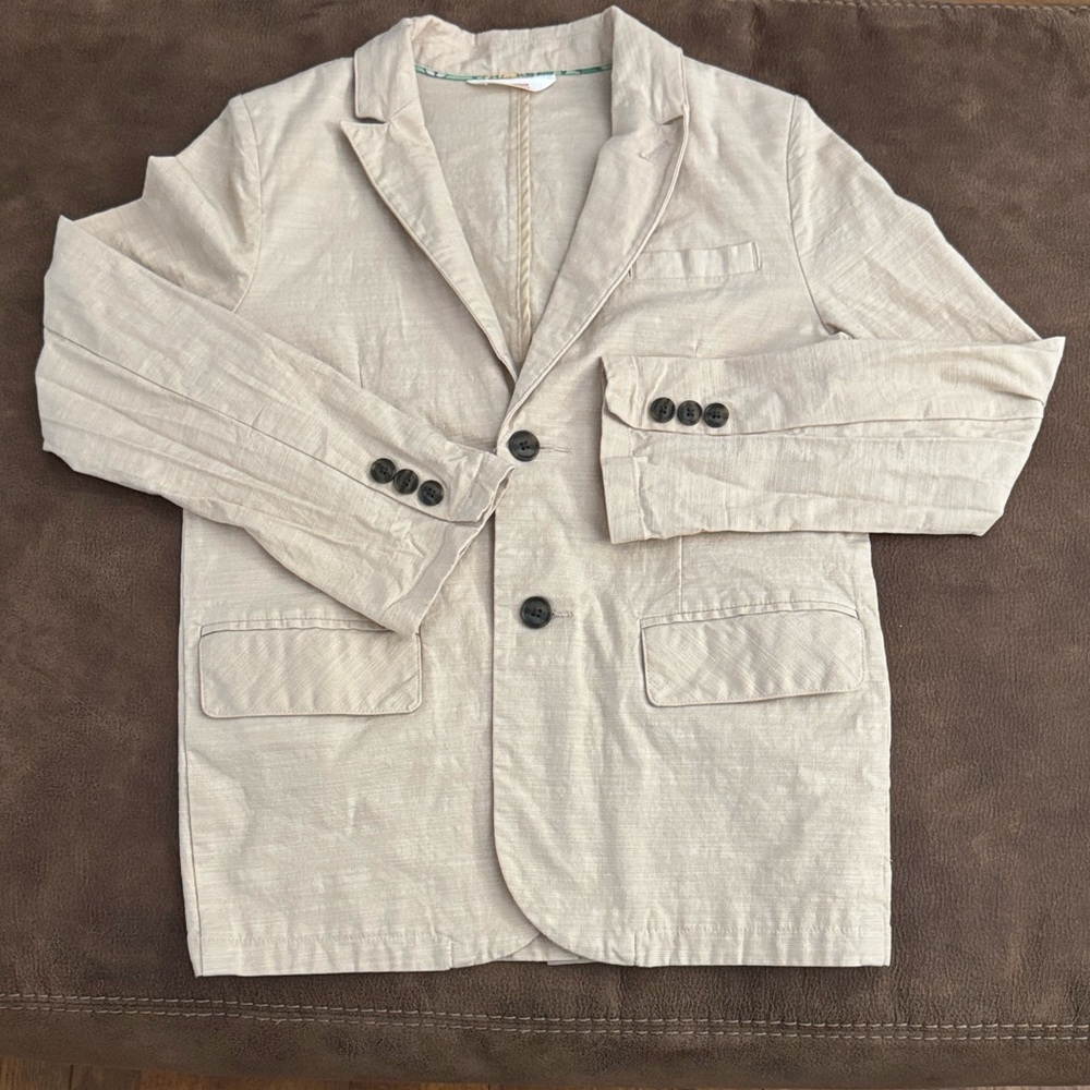 Girls Beige Blazer with Black Buttons
